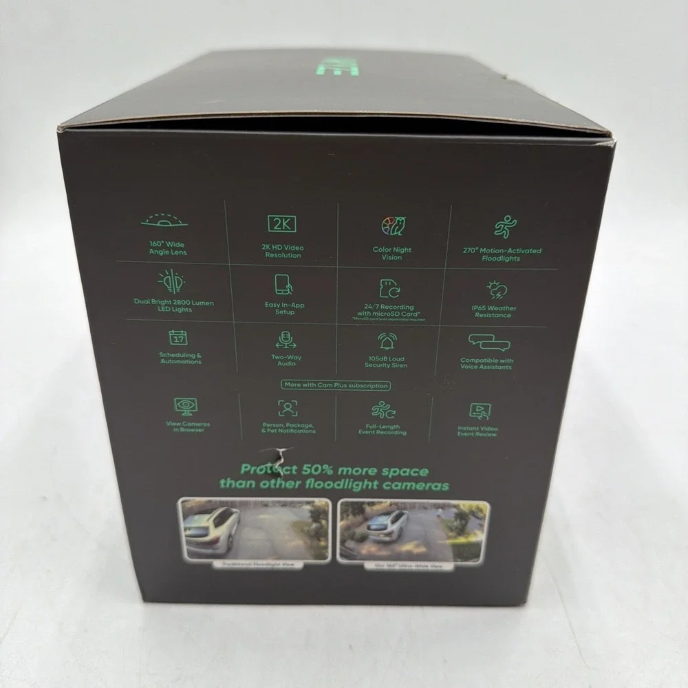WYZE Wired Outdoor Wi-Fi Floodlight v2 Home Security Camera 2K Video BLACK